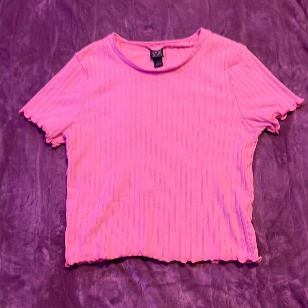 Pink Ribbed Women's Top